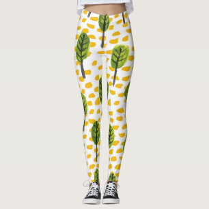 Naive Green Black Tree Muster Leggings