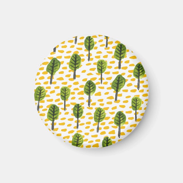 Naive Green Black Tree Muster Magnet (Vorne)