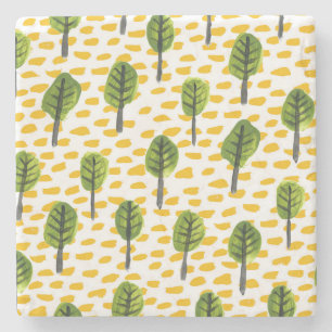 Naive Green Black Tree Muster Steinuntersetzer