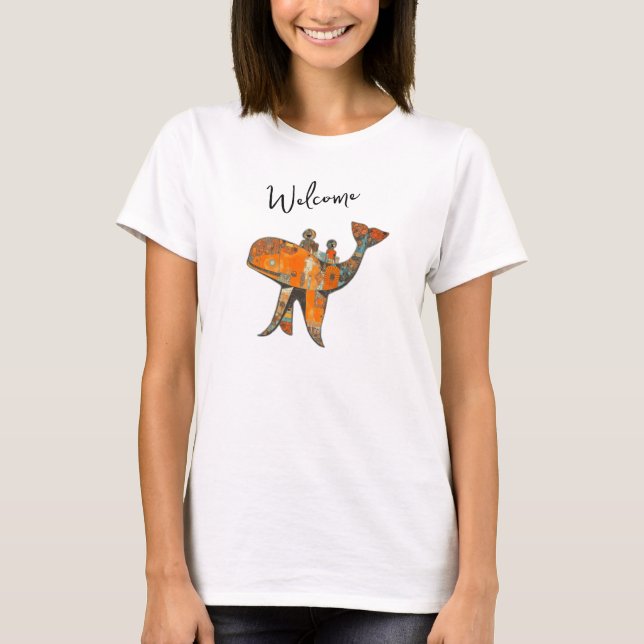Naive Retro-Stil-Kunstwal T-Shirt (Vorderseite)