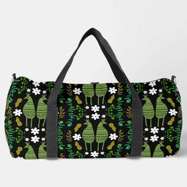 Naïve Rustic Nature Bird Folk Art Duffle Bag (Vorderseite)