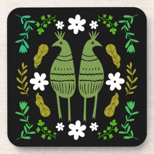 Naïve Rustic Nature Bird Folk Art Getränkeuntersetzer