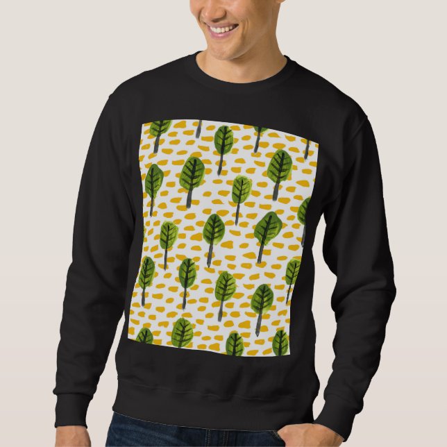 Naiver grüner schwarzer Baum Muster Sweatshirt (Vorderseite)