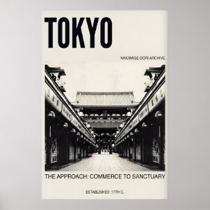 Nakamise Dori Poster Tokyo Reise Kunst (Schwarz