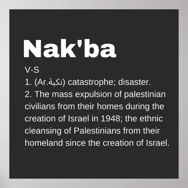 Nakba Bedeutung Design Nakba Definition Text Poster (Vorne)