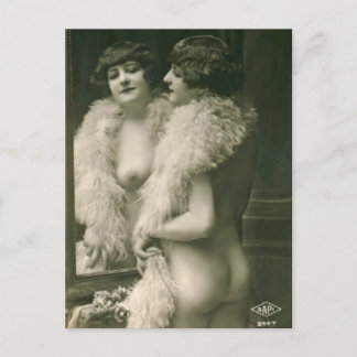 Naked Girl in Mirror French Postcard Postkarte