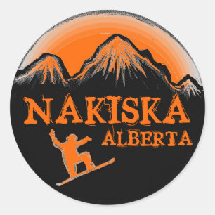 Nakiska Alberta Kanada Orangen-Snowboardaufkleber Runder Aufkleber