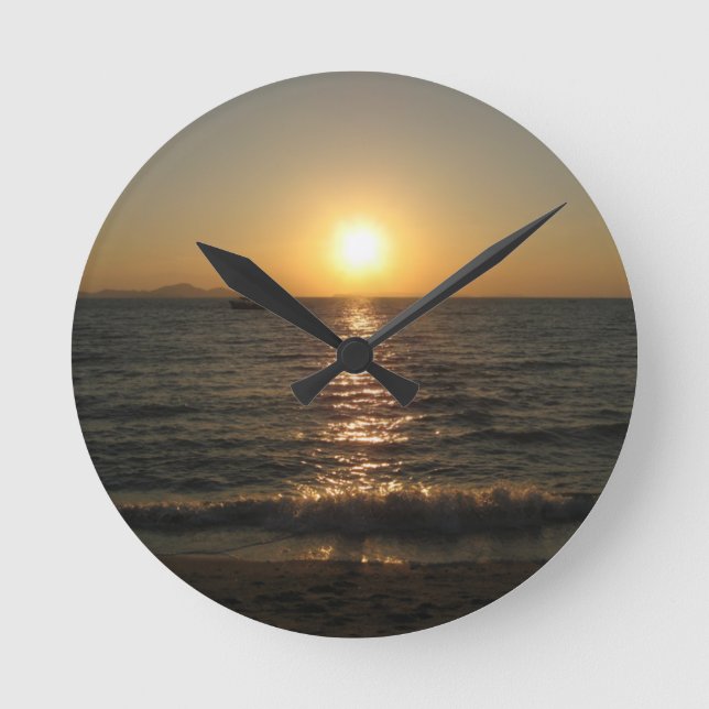 Naklua Beach Sunset .. Pattaya, Chonburi, Thailand Runde Wanduhr (Vorderseite)