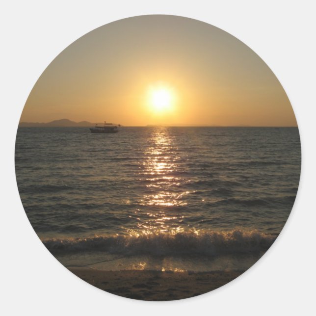 Naklua Beach Sunset .. Pattaya, Chonburi, Thailand Runder Aufkleber (Vorderseite)
