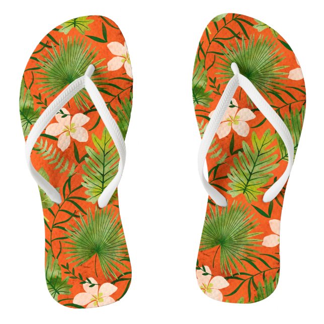 Nalani Hawaiian Tropical Garden Coral Flip Flops (Fußbett)