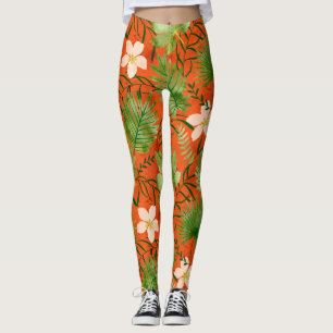 Nalani Hawaiian Tropical Garden Coral Leggings