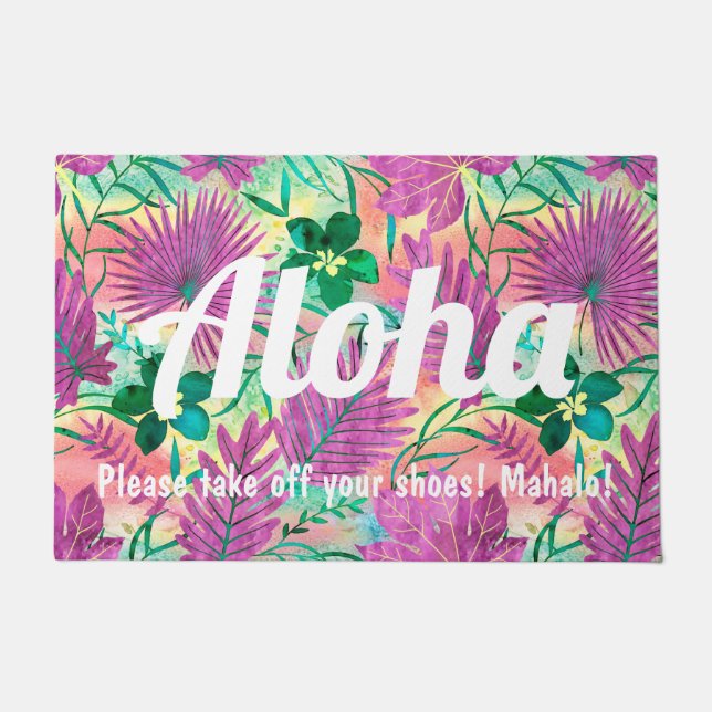 Nalani Hawaiian Tropical Garden Fuchsia Fußmatte (Vorderseite)