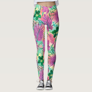 Nalani Hawaiian Tropical Garden Fuchsia Leggings