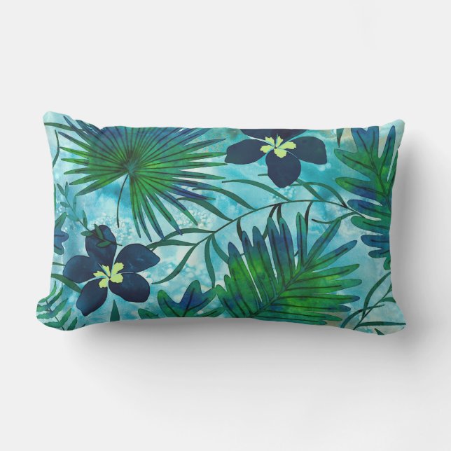 Nalani Hawaiian Tropical Garden Reversible Kissen Für Draußen (Vorderseite)