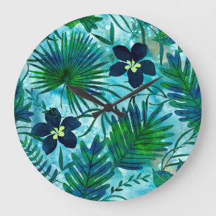 Nalani Hawaiian Tropical Garden Türkgrün Große Wanduhr