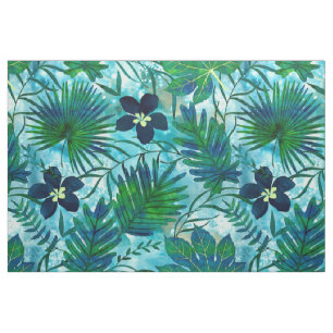 Nalani hawaiischer tropischer Garten aquamarin Stoff