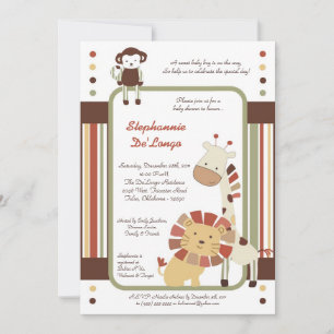 Nali Jungle Zoo Animal Lion Baby Shower Einladung