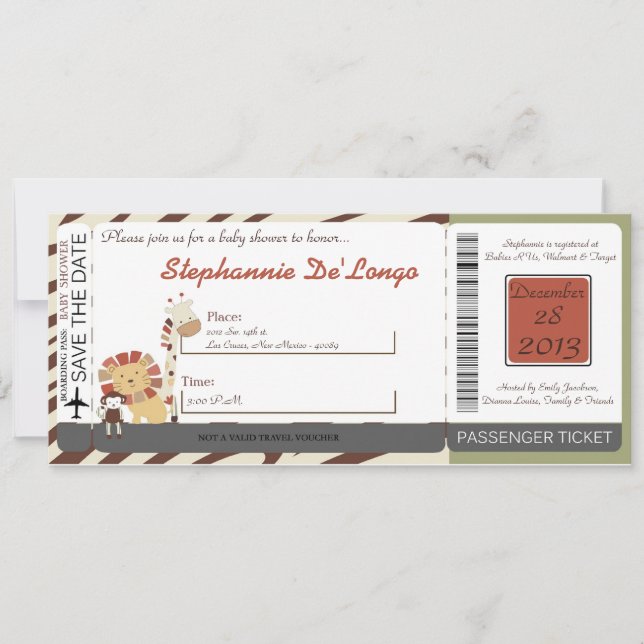 Nali Jungle Zoo Animal Lion Baby Shower Einladung (Vorderseite)