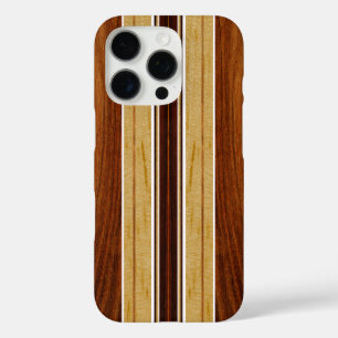 Nalu Hou Faux Koa Holz Surfboard Weiß iPhone 16 Pro Hülle