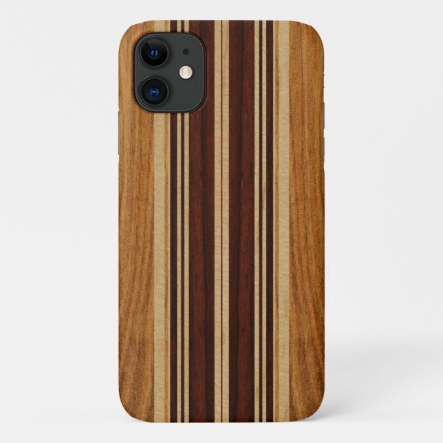 Nalu Lua Faux Koa Holz Surfboard Case-Mate iPhone Hülle (Rückseite)