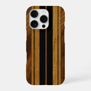 Nalu Mua Faux Koa Holz-Surfboard Schwarz iPhone 16 Pro Hülle