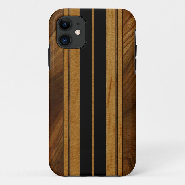 Nalu Mua Imitate Koa Wood Surfboard iPhone 5 Hülle (Rückseite)