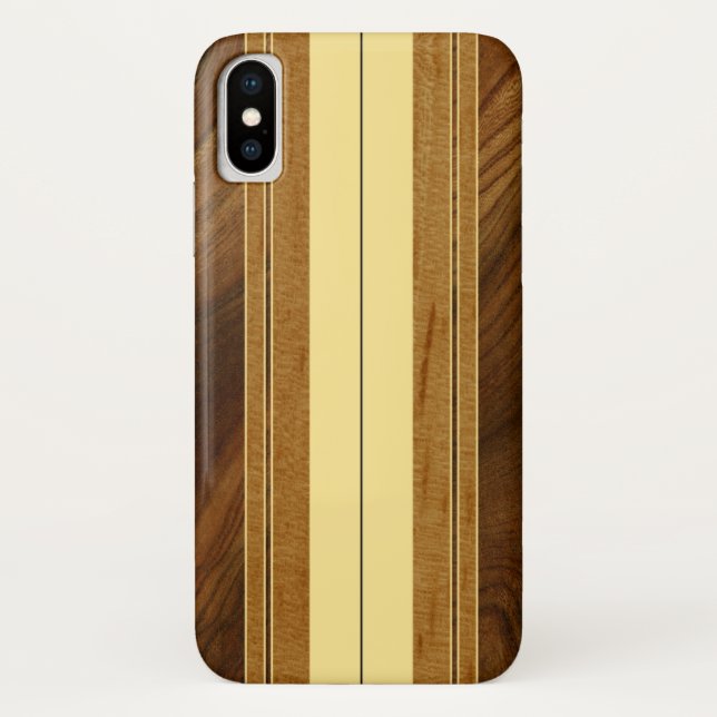 Nalu Mua Imitats Koa Wood Surfboard Case-Mate iPhone Hülle (Rückseite)