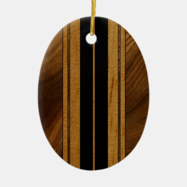 Nalu Mua Imitats Koa Wood Surfboard Keramikornament (Vorne)