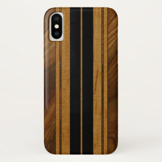 Nalu Mua Imitats Koa Wood Surfboard Schwarz Case-Mate iPhone Hülle