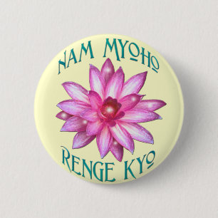 Nam Myoho Renge Kyo mit Lotos-Blumen-Entwurf Button