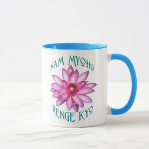 Nam Myoho Renge Kyo mit Lotos-Blumen-Entwurf Tasse