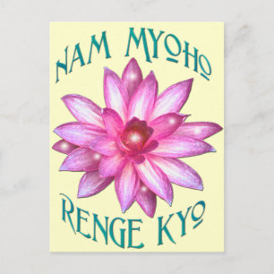 Nam Myoho Renge Kyo mit Lotus Blume Design Postkarte