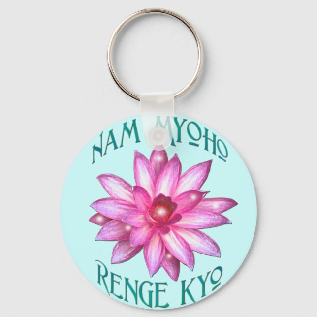 Nam Myoho Renge Kyo mit Lotus Blume Design Schlüsselanhänger (Vorderseite)