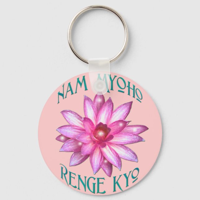 Nam Myoho Renge Kyo mit Lotus Blume Design Schlüsselanhänger (Vorderseite)