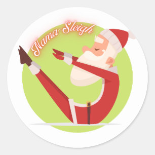 Nama-Sleigh, Yogi Santa Holiday, Geschenkmarke Runder Aufkleber