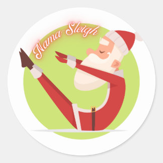 Nama-Sleigh, Yogi Santa Holiday, Geschenkmarke Runder Aufkleber