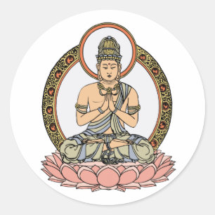 Namaskara Mudra Buddha Runder Aufkleber