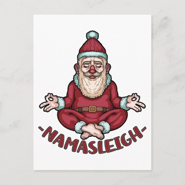 Namasleigh Funny Santa Claus Yoga Meditate Xmas Postkarte (Vorderseite)