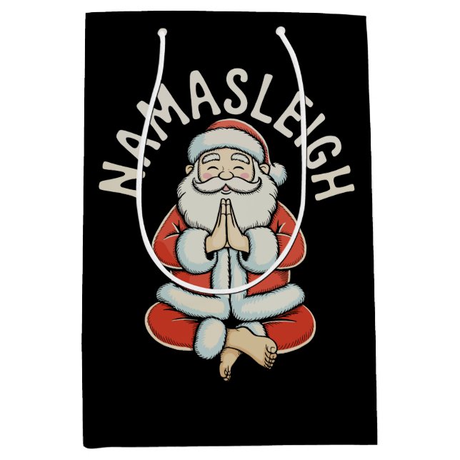 Namasleigh Santa Sleigh Namaste Yoga Meditation Mittlere Geschenktüte (Vorderseite)