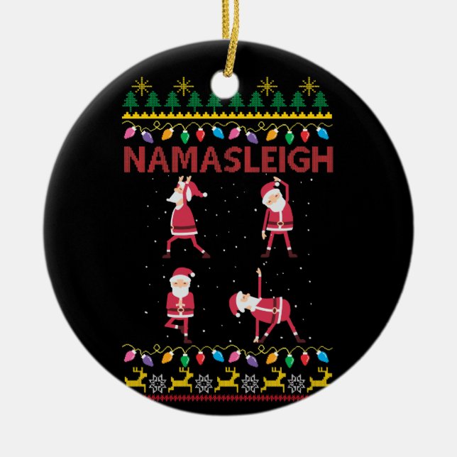 Namasleigh Santa's Yoga Positionen Yoga Lover Xmas Keramik Ornament (Vorne)