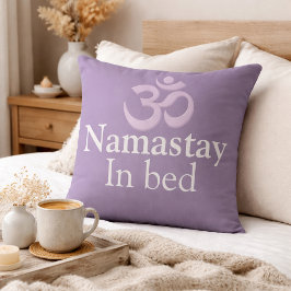 Namastay In Bed Yoga Lavender purple white Funny Kissen