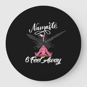 Namaste 6 Fuß entfernt Flamingo Yoga Lehrer Sozial Große Wanduhr