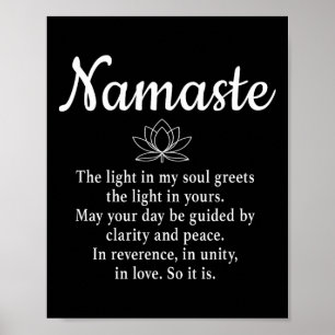 Namaste Achtsamkeit und spirituelle Lotusblume Yog Poster