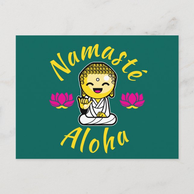 Namaste Aloha Handzeichen Buddha Spaß Postkarte (Vorderseite)