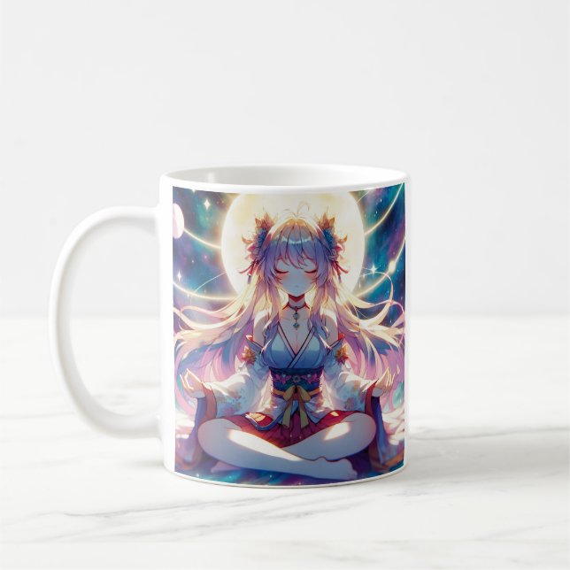 Namaste Anime Girl Meditation Kaffeetasse (Links)