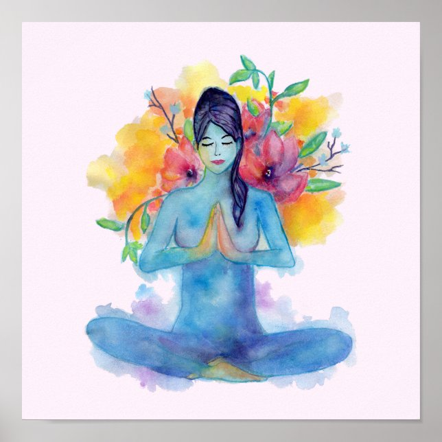 Namaste Aquarellmediation Poster (Vorne)