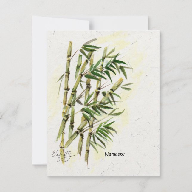 Namaste auf Bamboo respektvoller, höflicher Gruß Mitteilungskarte (Vorderseite)