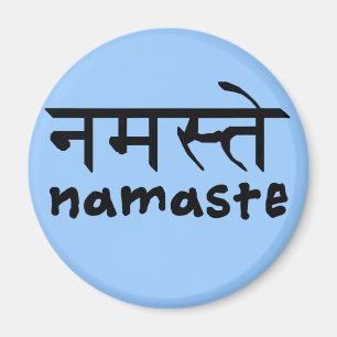 Namaste auf Englisch und Hindi Magnet