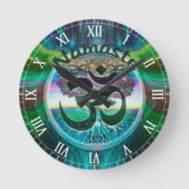 Namaste Baum des Lebens Runde Wanduhr