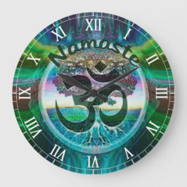 Namaste Baum des Lebens Runde Wanduhr